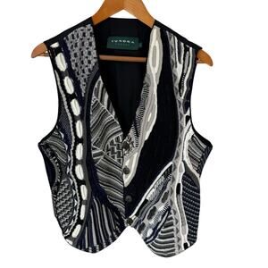 Vintage TUNDRA CANADA Vest Mens Medium Sweater 3D Textured Biggie 80s 90s